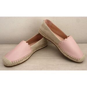 Kate Spade Women Sz 5.5B Pink Gwendolyn Scalloped Espadrille Leather Flats